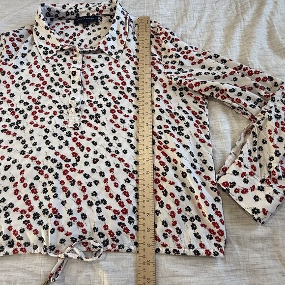 Tommy Hilfiger Women's XL Long Sleeve Ditsy Floral Button Down Top Roll Sleeve - Picture 14 of 16